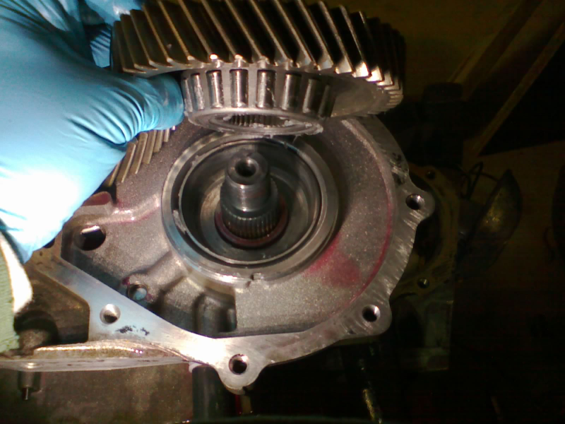 Now we can slide the transfer gear onto the shaft